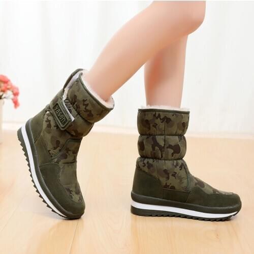2020 Womens Winter Boots Women Snow Boots Thickened Plush Non-slip Warm Shoes Platform Winter Shoes Woman Camouflage Boots