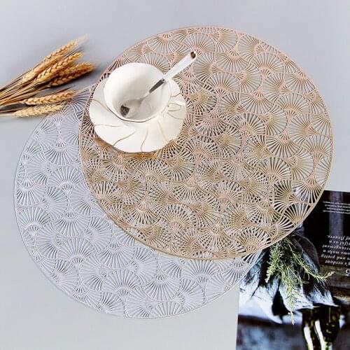 4PCS Placemat Fan Blade Hollow Insulation Non-slip Pvc Placemat Coffee Table Table Decoration Mat Restaurant Western Food
