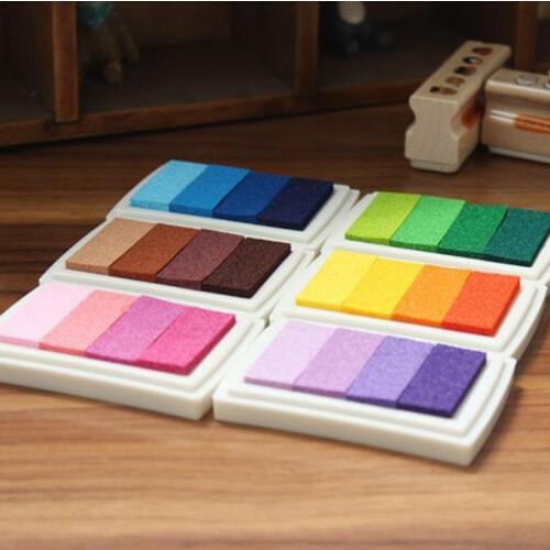6 Colors Homemade DIY Gradient Color ink Pad Multicolour Inkpad Stamp Decoration Fingerprint Scrapbooking Accessories