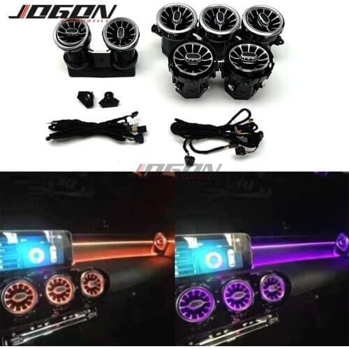 Car Front & Rear AC Vent Outlet Ambient Atmosphere LED Light Turbo Trim For Benz A Class W177 2019 A250 A45