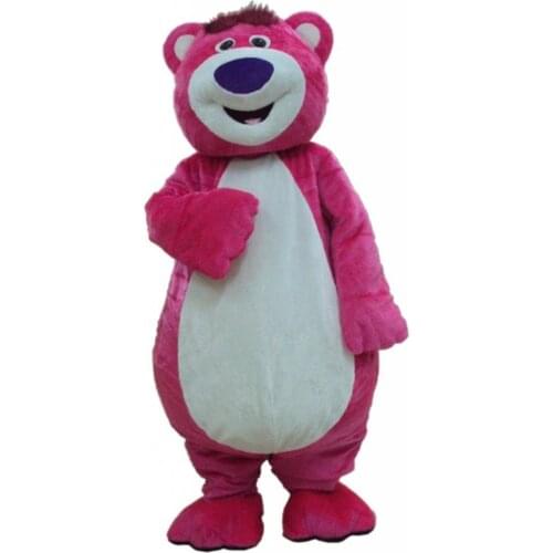 EMS Free shipping Halloween Outfit Costumes suit pink bear cartoon mascot costume for adults