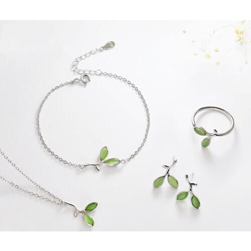 Brillian Korean Fashion Green Leaf Jewelry Set Is A Popular Gift for Women and Children KY-6695