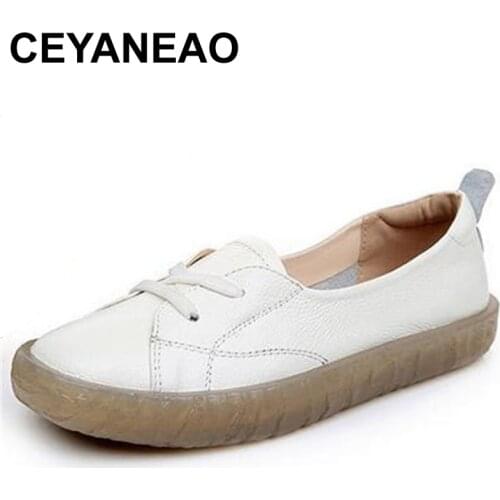 CEYANEAO2020 autumn breathable comfortable wild leather soft bottom soft surface mother shoes women