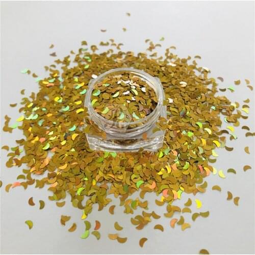 PrettyG 10g-200g 3MM Moon Shape Colorful Holographic Glitter Gel Nail Art Decoration Handwork DIY Accessories