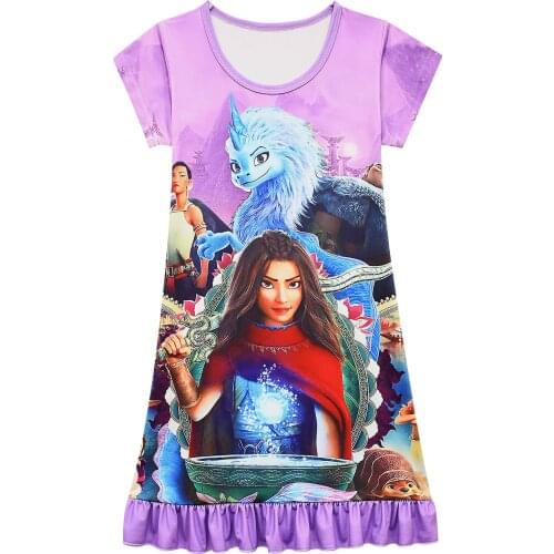 Raya and The Last Dragon Kids Dresses for Girls Clothes Princess Birthday Party Dresses 2021 Summer Children Cartoon Clothing