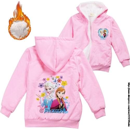 Disney Cartoon Cardigan Zipper Thick Coat Frozen Elsa Cartoon Winter Cotton-padded Jacket for Boys Kids Girls Hoodie Coats
