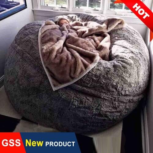Dropshipping 180cm Dia Giant Bean Bag Sofa Comfy Big Fur Beanbag Bed Case No Filler Floor Seat Lazy Sofa Couch Recliner Pouf