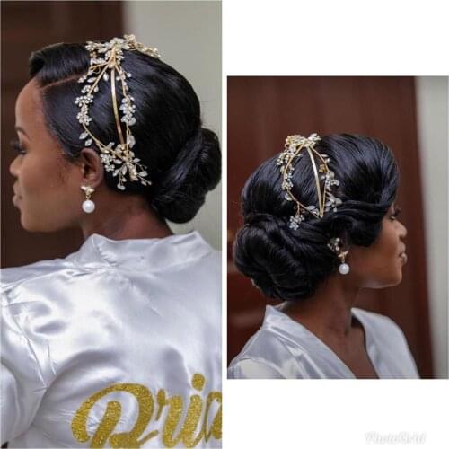 HP194-FG Bride Headdress Wedding Hair Accessories Tiara Hairpin for Women Prom Hair Decoration Girl Holiday Gift Bridal Headwear