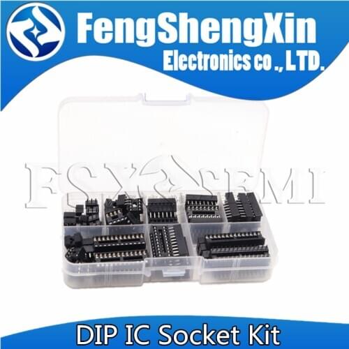 66pcs/lot IC DIP Soket Kit 6pin 8pin 14pin 16pin 18pin 20pin 24pin 28pin DIP IC Sockets Adaptor Solder Type Socket Kit