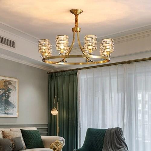 Beautiful crystal chandelier simple luxury copper lamps rust-proof corrosion-resistant highly transparent for living room/hall