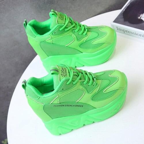 Women Platform Sneakers Autumn Breathable Wedges Casual Shoes 12.5CM High Heels Thick Sole Sneakers Woman Deportivas Mujer