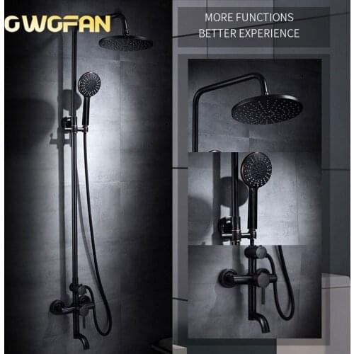 Bathroom Black Rain Brass Shower Faucets Single Holder Dual Control Cold and Hot Thermostatic Contemporary Shower Set 88315