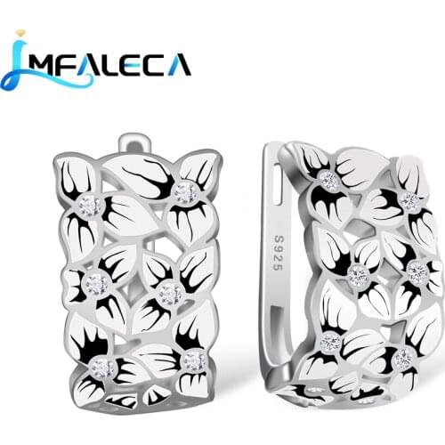 LMFALECA Silver Earrings for Women 100% 925 Sterling Silver Jewelry Black Enamel Hoop Earring Fine Party Wedding Luxury Jewelry