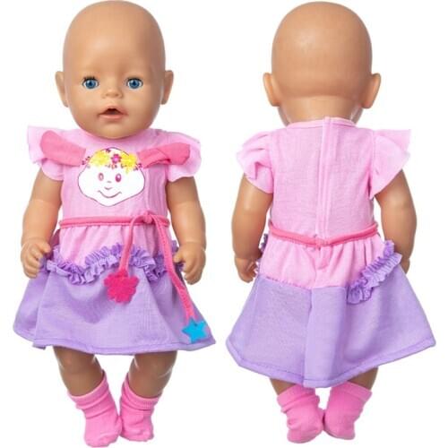 Cute Dress Doll Clothes Fit 17 inch 43cm Doll Clothes Born Baby Suit For Baby Birthday Festival Gift