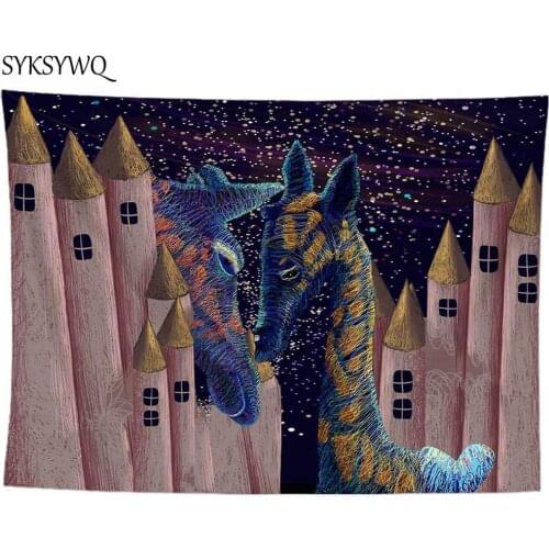 Cartoon castle tapestry wall carpet huge horse dorm decor wall sheet bedroom decoration beach blanket