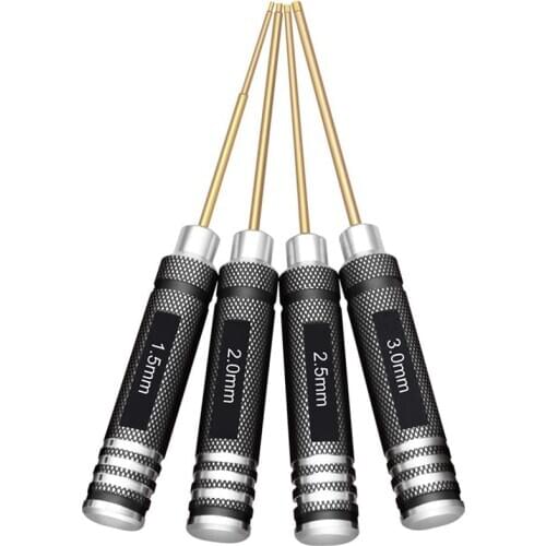 TOP 4 Pcs 1.5 / 2.0 / 2.5 / 3.0 mm Hex Screwdriver Set Titanium Hex Wrench Tool Set for Multi-Axis FPV RC Tool