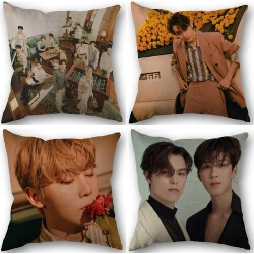 Nice Kpop Seventeen Pillowcase High Quality Home Textile Cotton Linen Fabric 45x45cm One Side Decoration Pillow Cover New 0622
