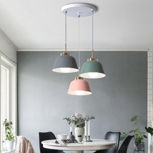 Nordic Cafe Pendant Lamps Restaurant Modern Minimalist Home Decor Macaron Led Dining Light Luxury Dining Room Lighting Fixtures