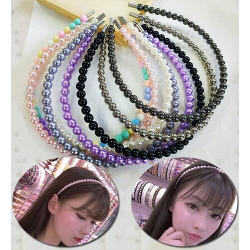 New Women Elegant Full Pearls Hairbands Sweet Headband Lady Candy Color High Quality Hair Hoops Fashion Gifts Accessories
