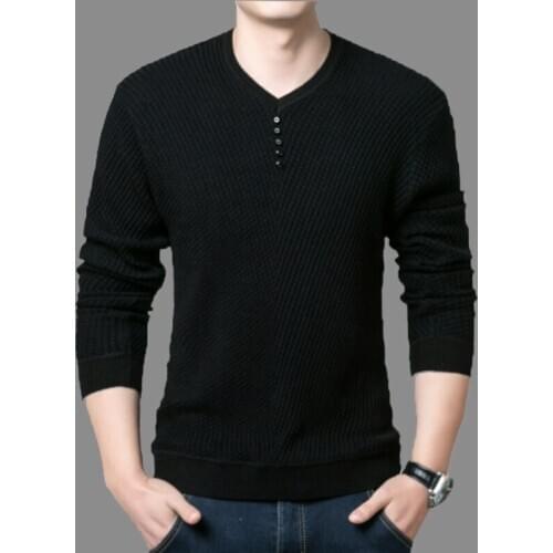 Casual Slim Fit Men Sweater Autumn Winter Clothes Fashion V-neck Long Sleeve Knit Pullover Men Clothing 2020