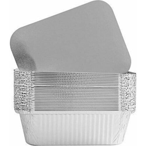 50PCS Aluminum Foil Pans Trays Baking One-off Heat Resistant 550ml With Lids 16*13*4.2cm Baking Pan Bakeware BBQ Drip Pan