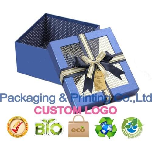 Luxury gift boxes with window on lid paper gift boxes large cardboard boxes for Jew packaging