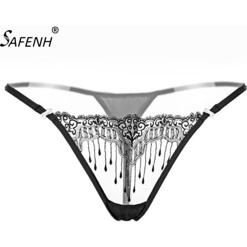 Sexy G String Embroidery Women Underwear Transparent Sexy Panties Thong Seamless Sexy Panty Female Underpants Floral T-back