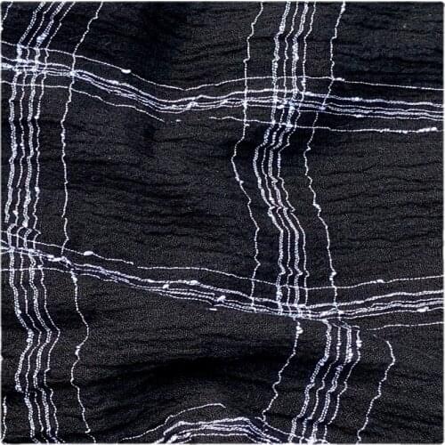 Width 59" Fashion Simple Black White Large Check Cotton Linen Fabric By The Half Yard For Dress Pants Shirt Material