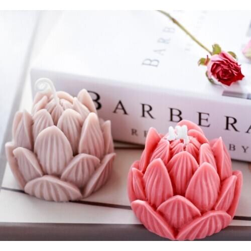 3D Lotus Flower Shape Silicone Mold DIY Candle Plaster Mould Handmade Soap Decoration Tools Candle Resin Crafts