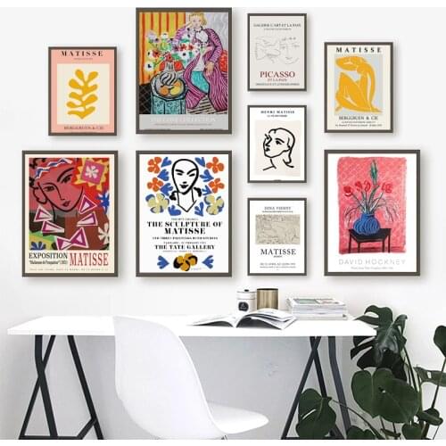 Modern Matisse Style Fashion Girl Leaf Wall Art Canvas Paintings Nordic Posters and Prints Wall Pictures for Living Room Decor