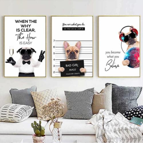 Creative ins poster Nordic modern artist home decoration cute pet dog animal picture frameless printing painting core