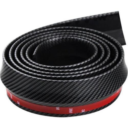 Universal 2.5M*5CM Black Soft Carbon Fiber Car Rubber Bumper Strip Outside Bumper Exterior Front Bumper Lip Kit Car bumper Strip