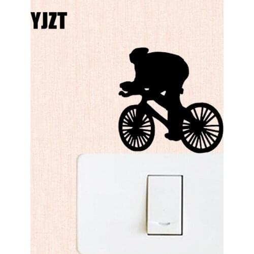 YJZT Art Creative Wall Switch Sticker Vinyl Decal Home Room Decor Cartoon Cyclists S19-1004