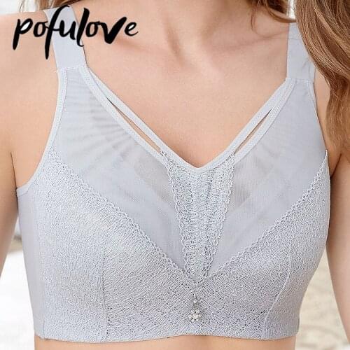 Plus Size Fahsion Sexy Lingerie Women Push Up Bra Lace Bralette Top Thin Wireless Bra for Large Big Brest Ladies Brassiere E F G