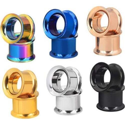 12pcs/lot Ear Plugs Tunnels Stainless Steel Piercing Ear Plugs Women Earring Gauges Ears Expanders Rings Body Jewelry Wholesale