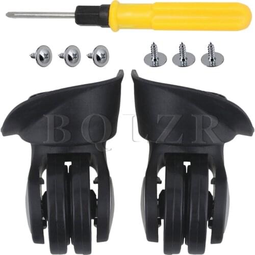 2pcs DIY BQLZR 8.5x8.3x4.9cm Black Plastic Left&Right Luggage Wheels Replacement w/6 Srews
