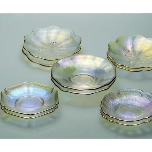 2 glass tea accessories New round crystal hand-painted Phnom Penh electroplating dazzling cup cushions