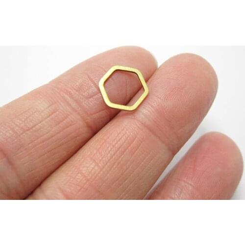 Brass charms 10x1mm Hexagon brass pendant Geometric brass connector -50pcs R502
