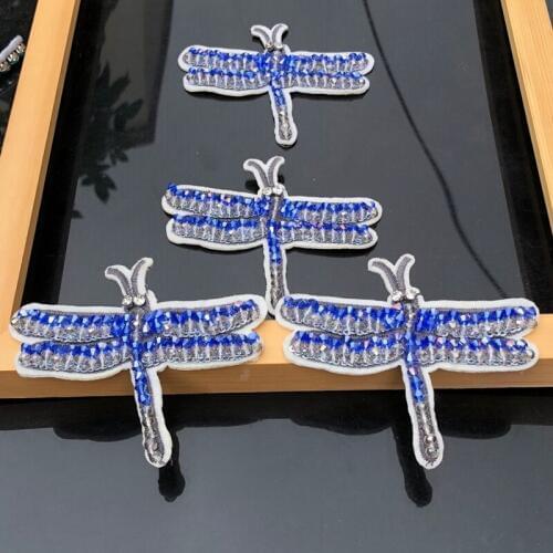 Diamond Dragonfly Patch for Clothes Iron on Rhinestone Beaded Applique for Jackets Jeans Bags Shoes Beading Sequins Applique