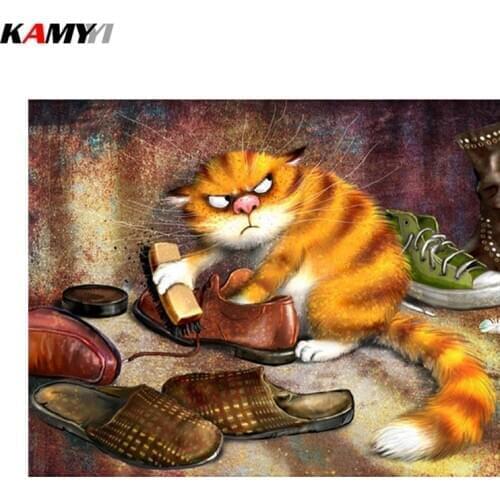 Full Drill 5D DIY Diamond Painting Wipe Leather Shoes Cat 3D Embroidery Cross Stitch Mosaic Rhinestone Decor Gift