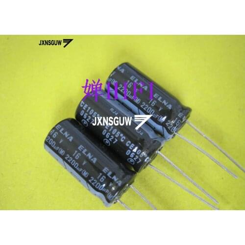 20PCS ELNA RJ4 16V2200UF 10X20MM Dark brown Aluminum electrolytic capacitors 2200uF/16V 105 degrees 2200UF 16V