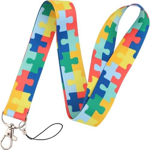 Autism Labyrinth lattice Neck Strap Lanyards ID badge card holder keychain Mobile Phone Strap Gift Ribbon webbing necklace
