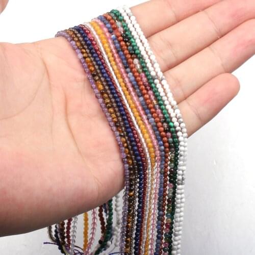 Natural Stone Loose Beads Agates Amazonite Garnet Turquoises lapis lazuli Round for Jewelry Making DIY Bracelet Necklace 2mm 3mm