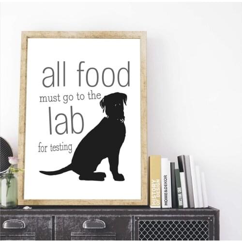 Black and White Poster Funny Dog Letter Quotes Canvas Painting Wall Art Nordic Simple Kitchen Home Decor Pictures Frameless