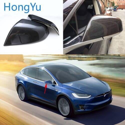 For Tesla Model x 100D 75D 90D p90D 2016 2017 2018 100% Real Carbon Fiber Rear View Mirror Cover Side Mirror Caps car styling