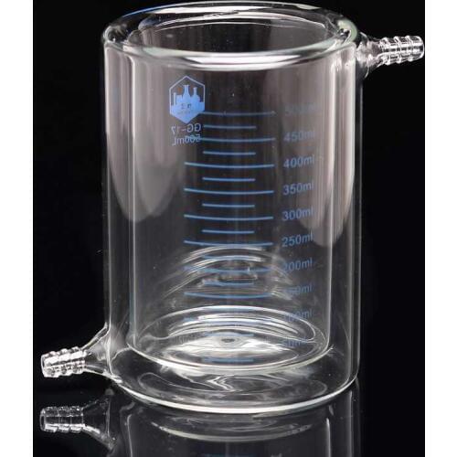 Double-layer beaker 500ml jacketed glass beaker photocatalytic reactor high borosilicate glass