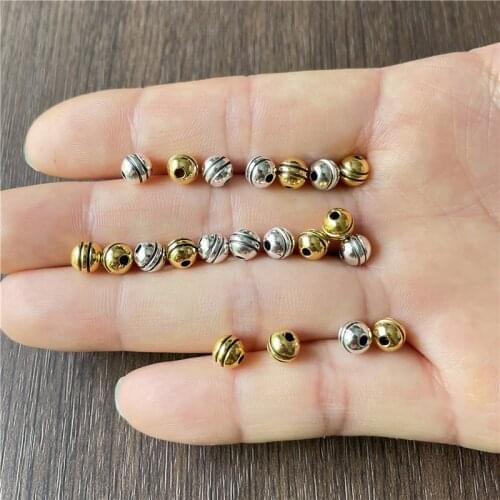 JunKang 50pcs 6mm glossy double-line spacer beads DIY crafts jewelry connector metal alloy production discovery