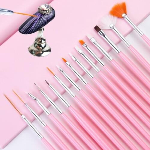 CYSHMILY 15pcs/set Painting Nail Brush Pen Drawing Nail Art Pen Point drill Tool kit Coloured Nail Liner Brush Pen