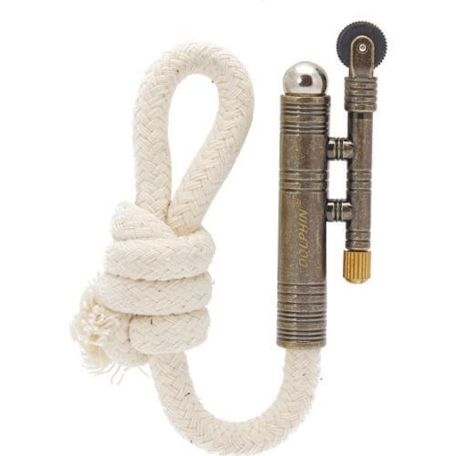 Retro Flame Metal Oil Lighters Trench Kerosene Lighter Grinding Wheel Refillable Rope Cigarette Tobacco Bar Lighters Men Fire