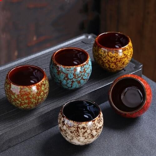 Mini Ceramic Tea Cup Juice Cups 90ml 130ml Color Environmental Thicken Protection anti-hot Tea Cup Restaurant Household Articles
